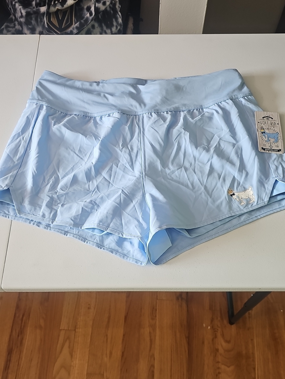 Goat USA Light Blue Women's Athletic Shorts with Built-In Liner